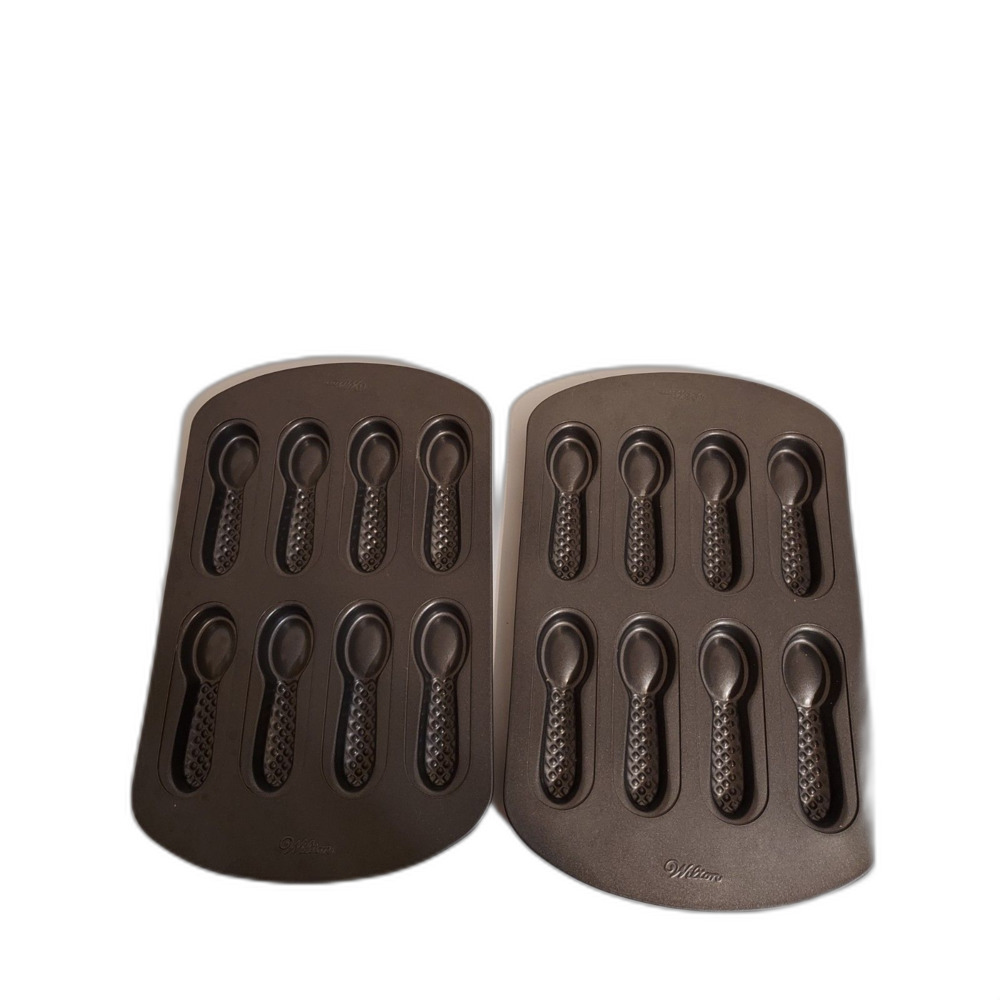 Wilton Nonstick Baking Cookie Spoons Pan 8 Molds Set of 2
